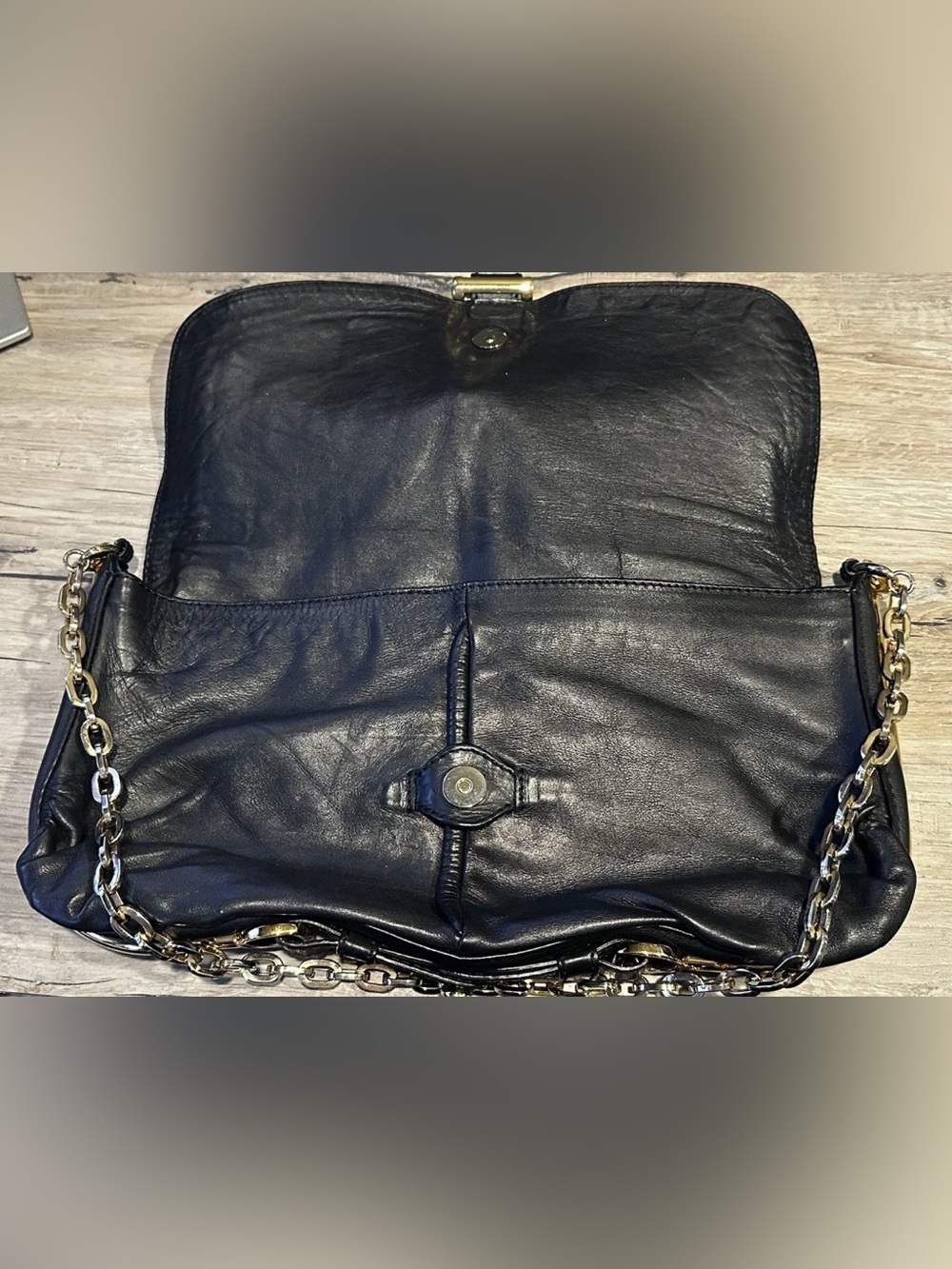 Jimmy Choo Black Leather Chain Shoulder Bag Gold Hardware with COA - Picture 7 of 13